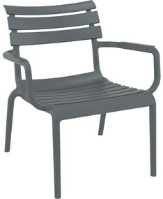 PARIS záhradné lounge kreslo s podrúčkami dark grey