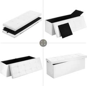 Dekorstudio Úložná taburetka LSF702V1 110x38x38 cm z ekokože – biela