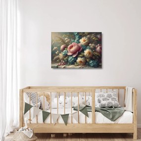 Sklenený obraz - Zátišie s kvetmi - maľba (70x50 cm)