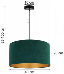 Závesné svietidlo Mediolan, 1x tmavozelené/zlaté textilné tienidlo, (výber z 2 farieb konštrukcie), (fi 40cm)