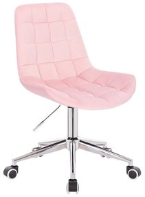LuxuryForm DESIGN Stolička PARIS VELUR na striebornej podstave s kolieskami - svetloružová