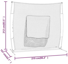 vidaXL Bejzbalová sieť červeno-čierna 219x107x212 cm oceľ a polyester-