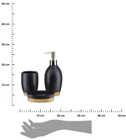 Sada kúpeľňových doplnkov Lumi, čierna/so zlatými prvkami