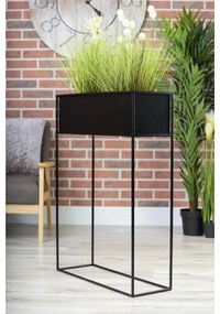 KOVOVÝ KVETINÁČ SO STOJANOM RECT 90X24X64 CM ČIERNA