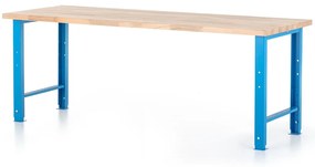 Výškovo nastaviteľný dielenský stôl Basic 220 x 80 cm, modrá