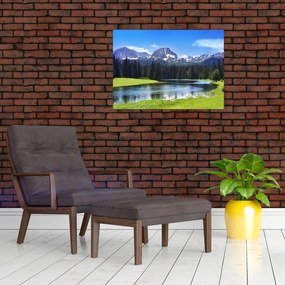 Sklenený obraz - Zasnežené vrcholky hôr (70x50 cm)
