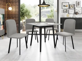 Jedálensky set so 4 stoličkami Renkiz S 85/85, Farby:: biela / čierna, Dostupné poťahy: Amor Velvet 4322