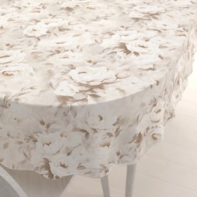 Biante Bavlnený oválny obrus Sandra SA-519 Pivonky na béžovom 80x120 cm