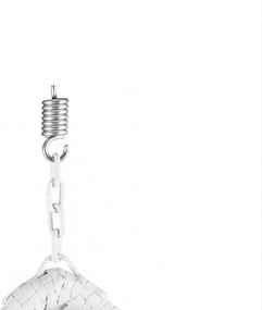 Biele závesné kreslo KOKON bez stojanu, svetlozelený vankúš so vzorom