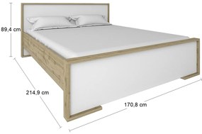 Manželská posteľ s roštom Finni 1600 - dub wotan / biela