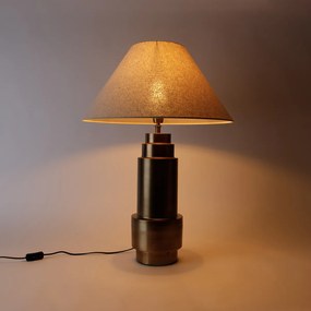 Stolná lampa bronzová s tienidlom z látky béžová 55 cm - Bruut