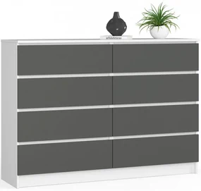 Komoda K140 8SZ CLP biela / sivá