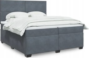 vidaXL Posteľný rám boxspring s matracom tmavosivý 200x200 cm zamat