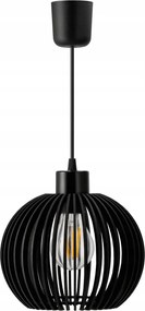 BERGE LED stropné svietidlo E27 drevená guľa čierna