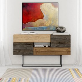 Nízka komoda v dekore duba v hnedo-prírodnej farbe 145x82 cm Titan – Marckeric