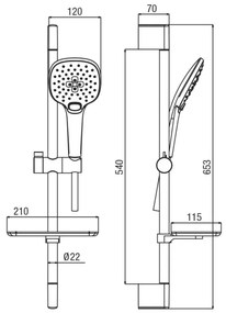 Alpi Idroterapia - Sprchová súprava, ručná sprcha SELECT 120 mm, chróm KI081CR