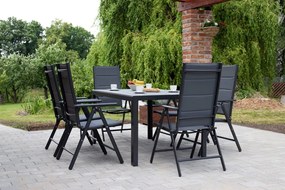 Home Garden Záhradný set Ibiza so 6 stoličkami a stolom 150 cm, antracit/sivý