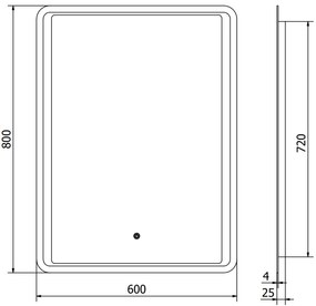 Mexen Zusa, LED kúpeľňové zrkadlo s podsvietením 60x80 cm, 6000K, ochrana proti zahmlievaniu, 9808-060-080-611-00