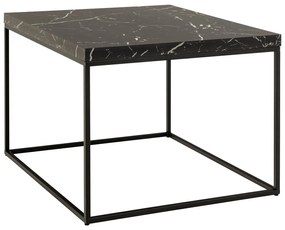 Čierny konferenčný stolík s doskou v dekore mramoru 60x60 cm Barossa – Actona