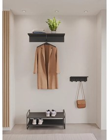 Čierny oceľový nástenný vešiak s poličkou 11,5 cm A-Hallway – Zone