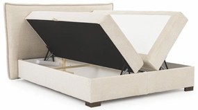Béžová boxspring posteľ s úložným priestorom 140x200 cm Lysa – Ropez