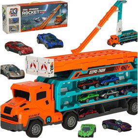 Pretekárska autodráha KIK s transportérom na 6 autíčok, oranžová
