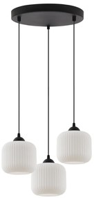 Závesné svietidlo Riffle, 3x biele sklenené tienidlo, b, o
