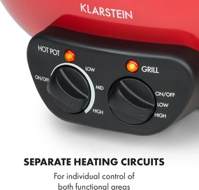 Klarstein Szechuan, hot pot a grilovacia platňa, objem 5 l, 1350 W, 600 W, červená