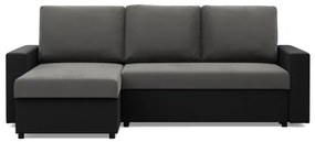 Rohová rozkladacia sedačka LUNA popolová / čierna