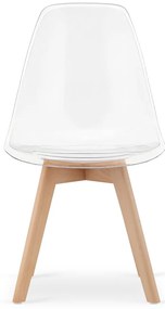 Transparentná stolička KITO s bukovými nohami