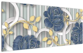 Obraz - Ruže a kruhy (120x50 cm)
