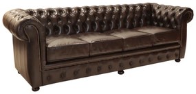 Pohovka štvormiestna Chesterfield Liverpool z pravej hovädzej kože Brown Brown