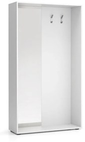 Šatníková stena BORDER so zrkadlom, 2 háčiky, biela