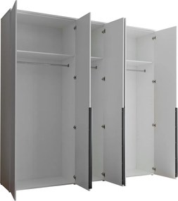 Šatníková skriňa so zrkadlom Kevo, 225 cm, biela