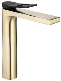 Vysoká umývadlová batéria Rea Soul zlato brúsené - čierna