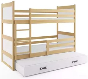 3-lôžková poschodová posteľ RICO so zásuvkou, prírodná/biela