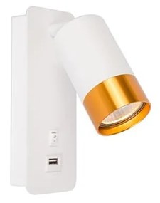 Illumaxx Nástenné bodové svietidlo s USB nabíjačkou 1xGU10/35W/230V biela/zlatá OS0023