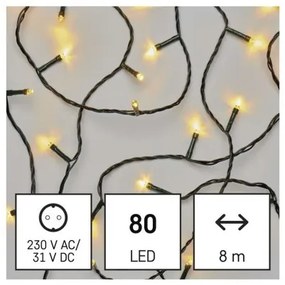 LED vánoční řetěz Steny s časovačem 8 m teplá bílá