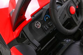 Ramiz Clash batériový kočík pre 2 deti Červený + diaľkové ovládanie + pohon 4x4 + nastavenie sedadla + rádio MP3 + LED