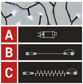 LED Vianočná vonkajšia reťaz 100xLED/15m IP44 studená biela