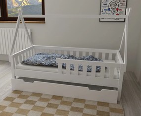 Detská domčeková posteľ z masívu borovice TEA - 200x90 cm - biela