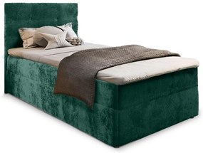 Čalúnená posteľ boxspring GLORIEN VELVET 90x200 cm tmavo zelená Matrac: Bonell pružinová matrac