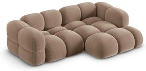 Hnedá zamatová rohová pohovka (pravý roh/s leňoškou) Loretto – Cosmopolitan Design