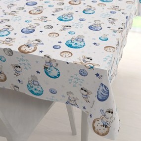 Biante Detský bavlnený obdĺžnikový obrus Sandra SA-644 Malý modrý princ na bielom 120x180 cm