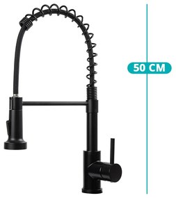 Kuchynská batéria s flexibilnou hadicou, odnímateľnou sprchovou hlavicou, čierna