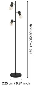 Eglo 900179 - Stojacia lampa LURONE 3xE27/10W/230V