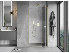 Mexen Mist-H L, 1-krídlové sprchové dvere pravé 120 cm, číre sklo, zlatý matný profil, 8A5L-120-000-55-00-P