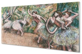 Sklenený obklad do kuchyne Skica ženy tancujú lesa 125x50 cm