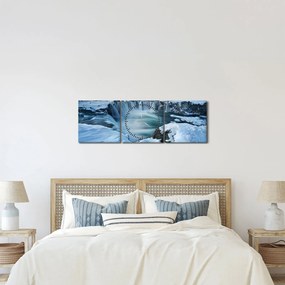 Obraz - Vodopád Bohov, Island (s hodinami) (90x30 cm)