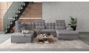 Sivá rozkladacia/s úložným priestorom rohová pohovka (ľavý roh/do "U") Merkur – Ropez